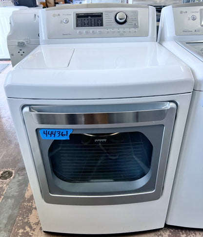 27 Inch LG Steam Electric Dryer Series  DLEX5170W  7.3 cu. ft., 14 Dry Cycles, 9 Options, Steam, Sensor Dry, Drying Rack Dual LED Display White , 444361