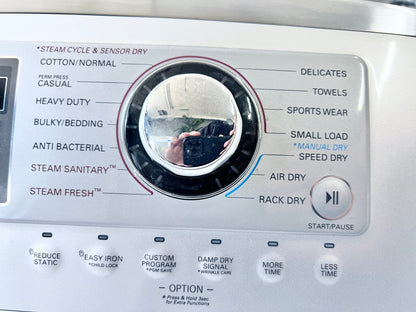 27 Inch LG Steam Electric Dryer Series  DLEX5170W  7.3 cu. ft., 14 Dry Cycles, 9 Options, Steam, Sensor Dry, Drying Rack Dual LED Display White , 444361