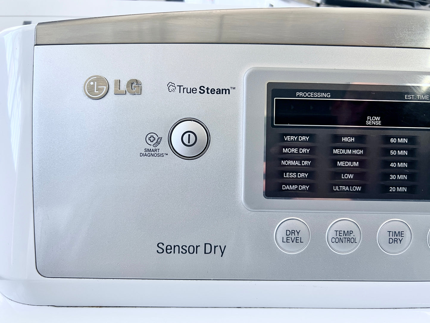 27 Inch LG Steam Electric Dryer Series  DLEX5170W  7.3 cu. ft., 14 Dry Cycles, 9 Options, Steam, Sensor Dry, Drying Rack Dual LED Display White , 444361