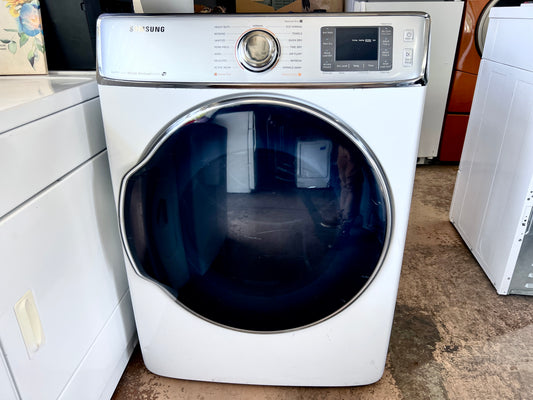 30 Inch Samsung  DV56H9100GW 9.5 cu. ft. Gas Dryer , Front Load , EXTRA LARGE Capacity , 15 Dry Cycles, 5 Temperature Settings, Steam, Vent Sensor, Sanitize Cycle, Wrinkle Prevent, Smart Care, Sensor Dry Moisture Sensor, White , 888327