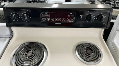 30 Inch GE RB757BH1CT Off White Beige Cream Range Electric , 4 Burner Coil Element , Broil Bake Oven Feature , 444362