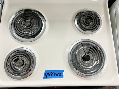 30 Inch GE RB757BH1CT Off White Beige Cream Range Electric , 4 Burner Coil Element , Broil Bake Oven Feature , 444362