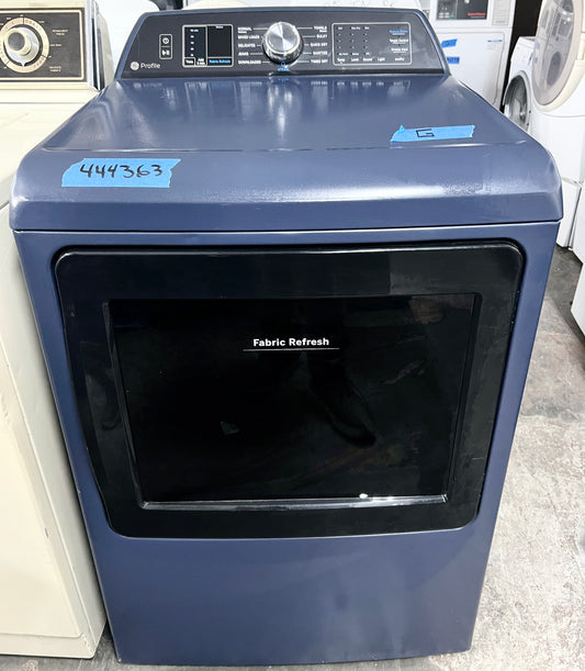 27 Inch GE Profile  PTD90EBPTRS Smart Electric Dryer 7.3 Cu.Ft., Steam Cycle, Sanitize Quick Dry, Sensor Dry,  Energy Star Sapphire Blue , New Open Box , 444363