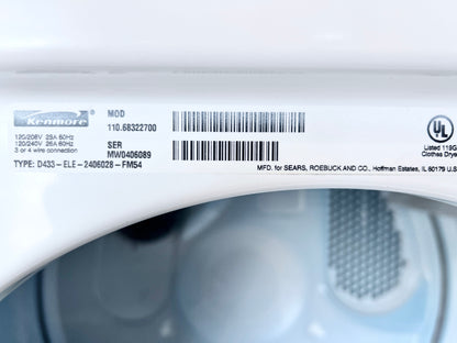 29 Inch Kenmore 300 Series 110.68322700 Electric Front Load Dryer , White 444366