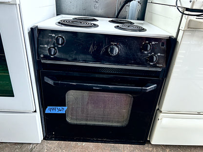 27 Inch GE Slide In Drop In Electric Range with Coil Elements , Black, White cooktop 444367