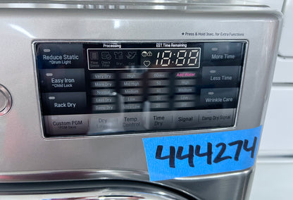 29 Inch LG Front Load 5.2 Cu Ft Washer & Electric Dryer 9.0 Cu Ft  Set In Graphite Steel DLEX8100V, WM8100HVA, 444274