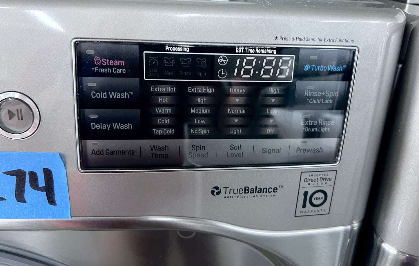 29 Inch LG Front Load 5.2 Cu Ft Washer & Electric Dryer 9.0 Cu Ft  Set In Graphite Steel DLEX8100V, WM8100HVA, 444274