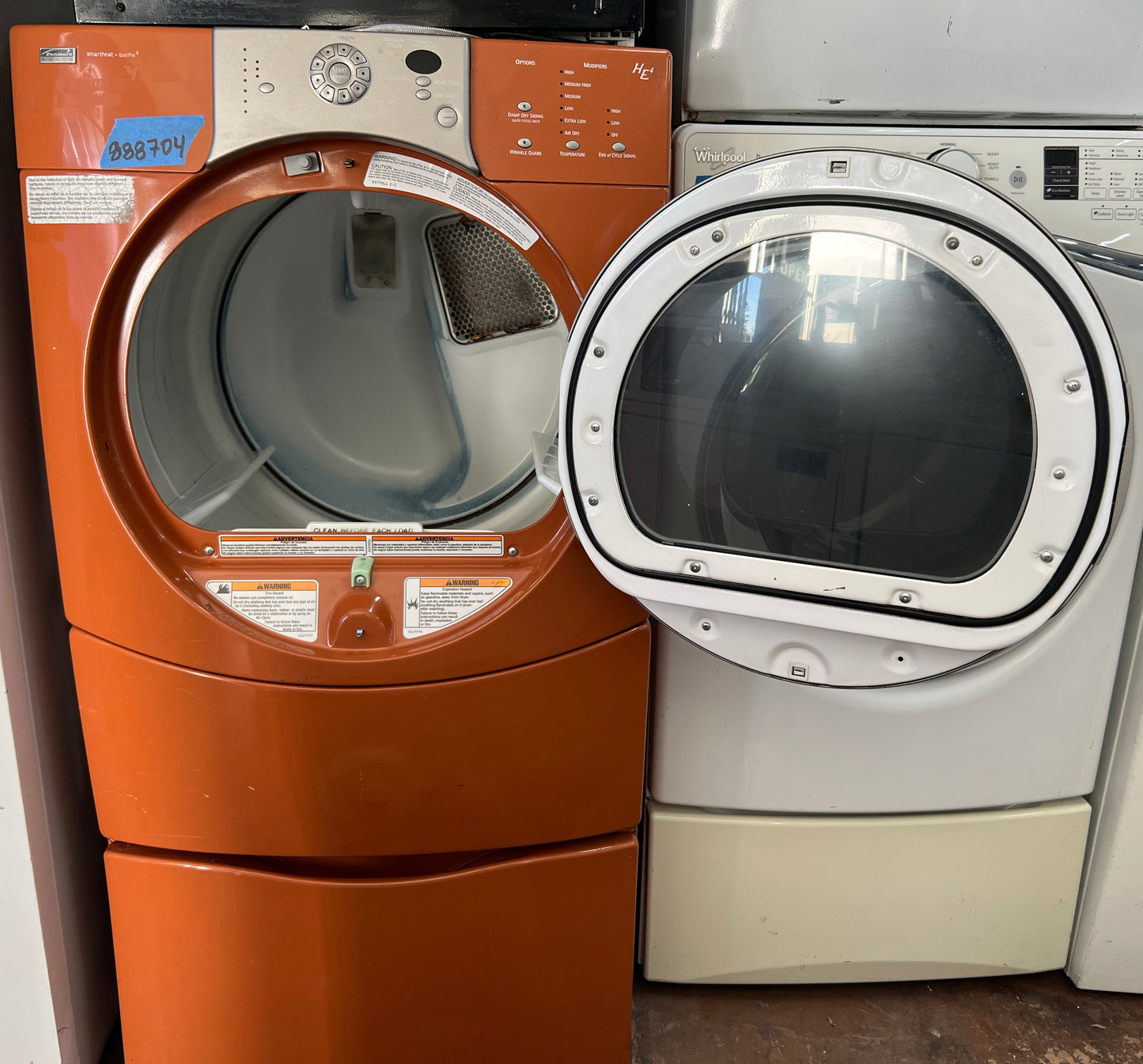 Kenmore Elite HE4 前置式電動烘乾機橙色 110.85089401，含底座 888704