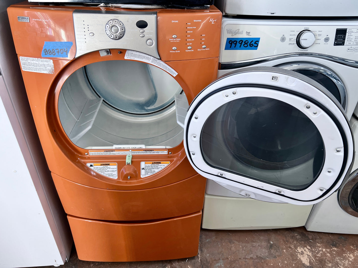 Kenmore Elite HE4 前置式電動烘乾機橙色 110.85089401，含底座 888704