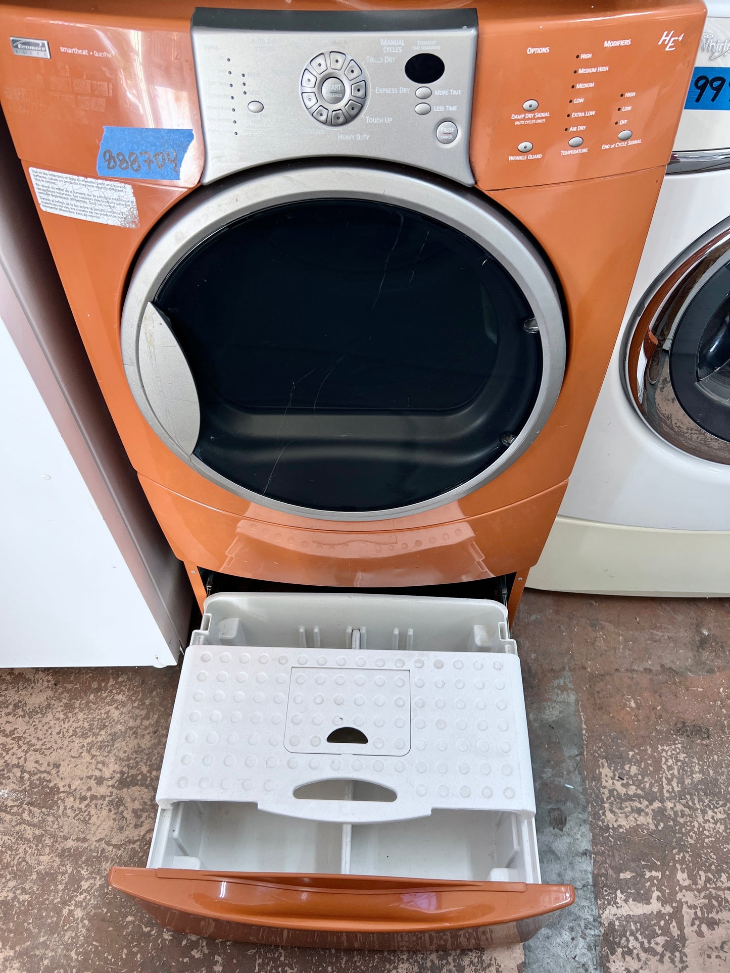 Kenmore Elite HE4 前置式電動烘乾機橙色 110.85089401，含底座 888704
