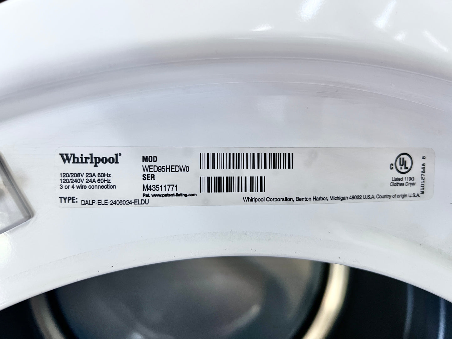 Whirlpool Duet 蒸汽前置式電動烘乾機，白色，WED95HEDW0，999865
