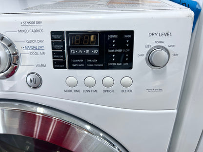 24 Inch LG  DLEC855W  4.2 cu. ft. Compact Electric Condensing Dryer 9 Dry Cycles, Sensor Dry, Wrinkle Care, LoDecibel, LED Controls , Ventless Condensing System: White , 444369