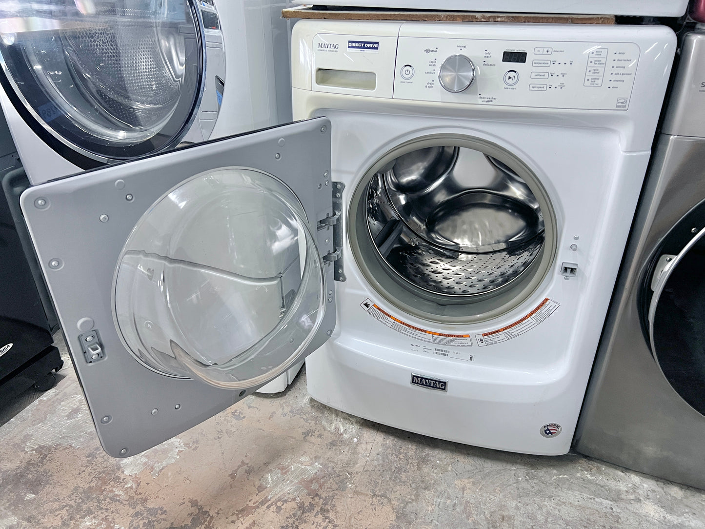 Maytag MHW3505FW 27 Inch 4.3 cu. ft. Front Load Washer Machine Steam, PowerWash, Rapid Wash, Sanitize Cycle, 8 Wash Cycles, 4.3 cu. ft., 1,200 RPM Energy Star , 444198
