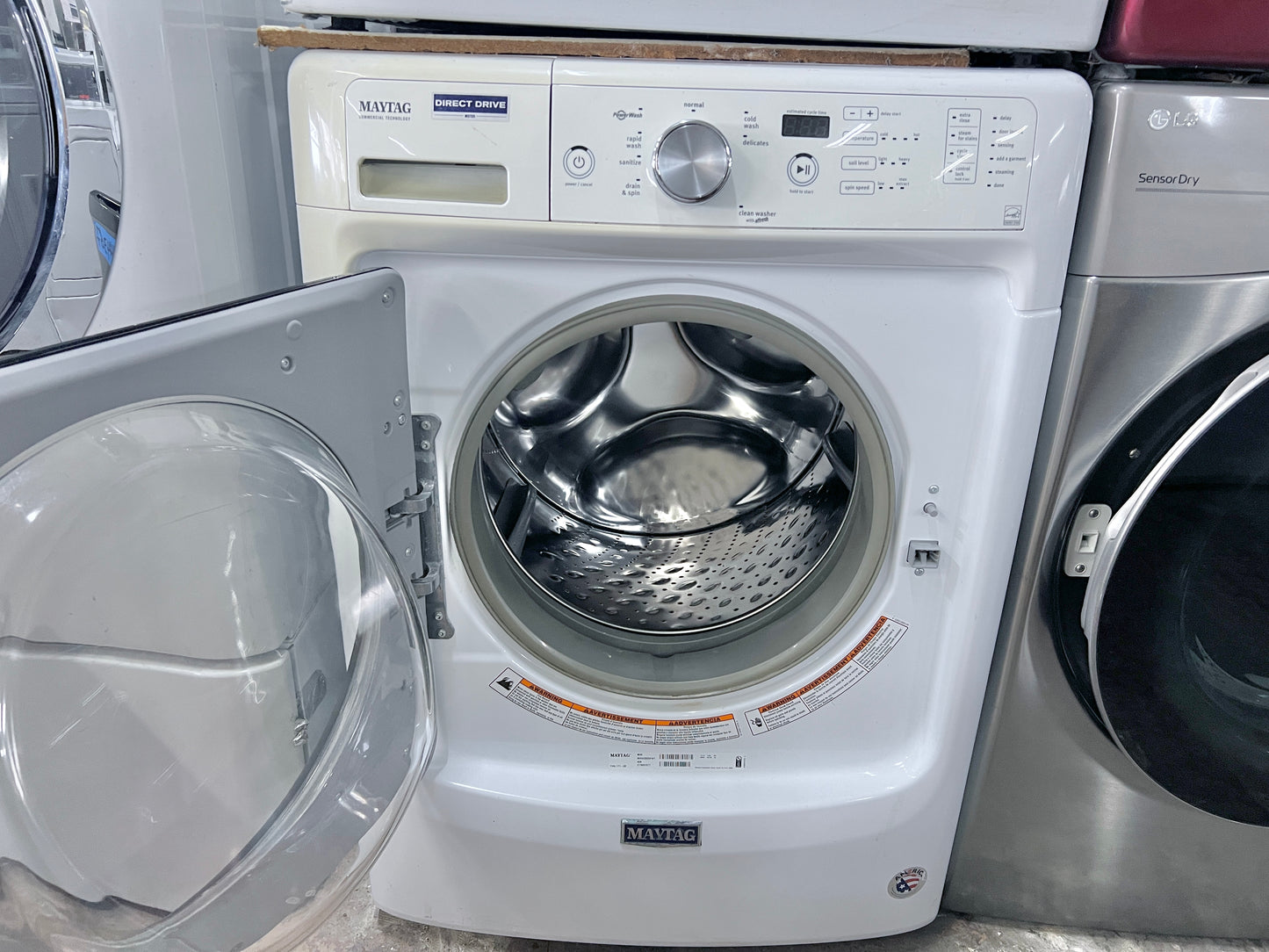 Maytag MHW3505FW 27 Inch 4.3 cu. ft. Front Load Washer Machine Steam, PowerWash, Rapid Wash, Sanitize Cycle, 8 Wash Cycles, 4.3 cu. ft., 1,200 RPM Energy Star , 444198