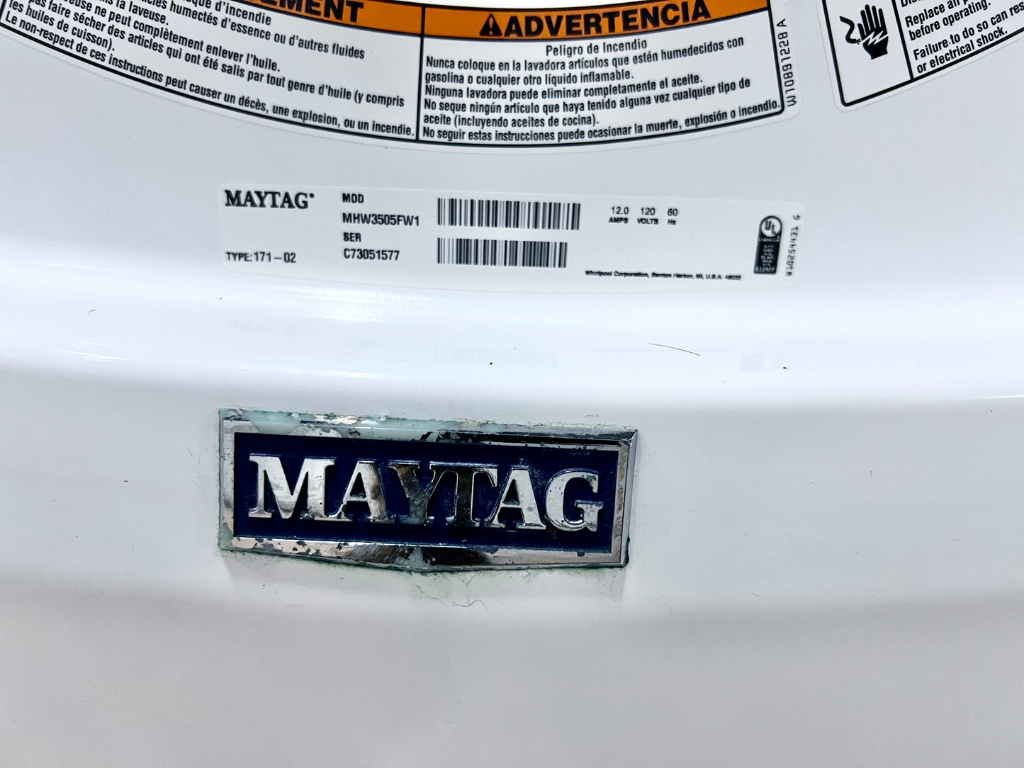 Maytag MHW3505FW 27 Inch 4.3 cu. ft. Front Load Washer Machine Steam, PowerWash, Rapid Wash, Sanitize Cycle, 8 Wash Cycles, 4.3 cu. ft., 1,200 RPM Energy Star , 444198