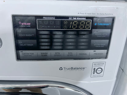 29 Inch LG TurboWash Series  WM8000HWA 5.1 cu. ft. Front Load Washer 14 Wash Cycles, 1,300 RPM, Steam Cycle, LG Twin Wash Compatibility, TurboWash,LoDecibel Quiet Operation, NeveRust Stainless Steel Drum ENERGY STAR Certification, White , 444369
