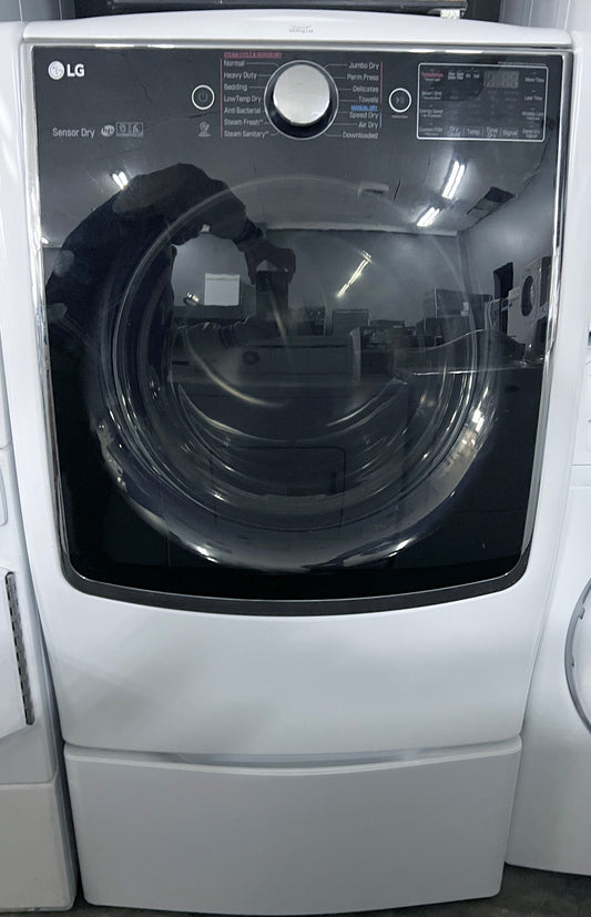 29 Inch LG TurboSteam Series  DLEX9000W 9.0 cu. ft. Electric Dryer TurboSteam, Front Load , Smart ThinQ Wi-Fi, SmartDiagnosis, Wrinkle Care, Sensor Dry, 14 Dry Cycles and 5 Temperature Selections, White , 444276