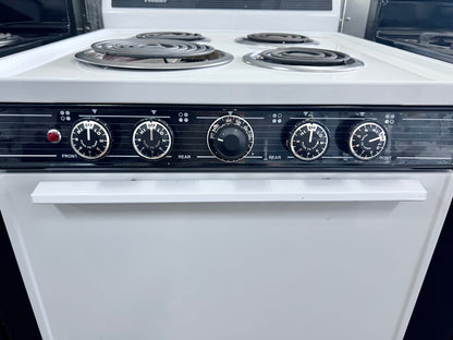 24 Inch Premier Electric Range with Oven Bake Broil , 4 Coil Element Burner , White , 444372