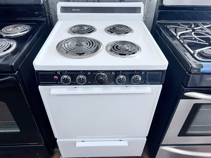 24 Inch Premier Electric Range with Oven Bake Broil , 4 Coil Element Burner , White , 444372