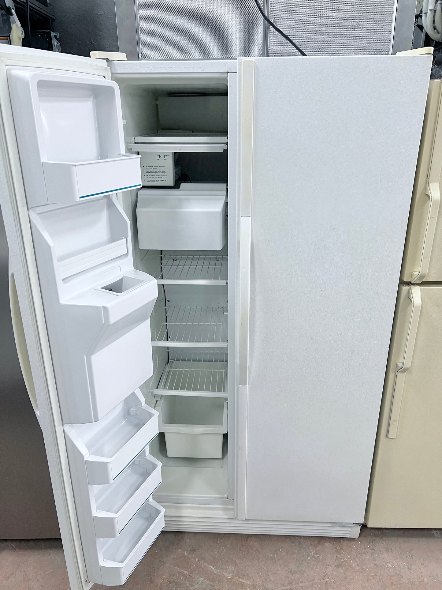 Whirlpool 36 Side By Side Full Depth Refrigerator In Off White With Ice Maker, SS25AEXHW01, 444332