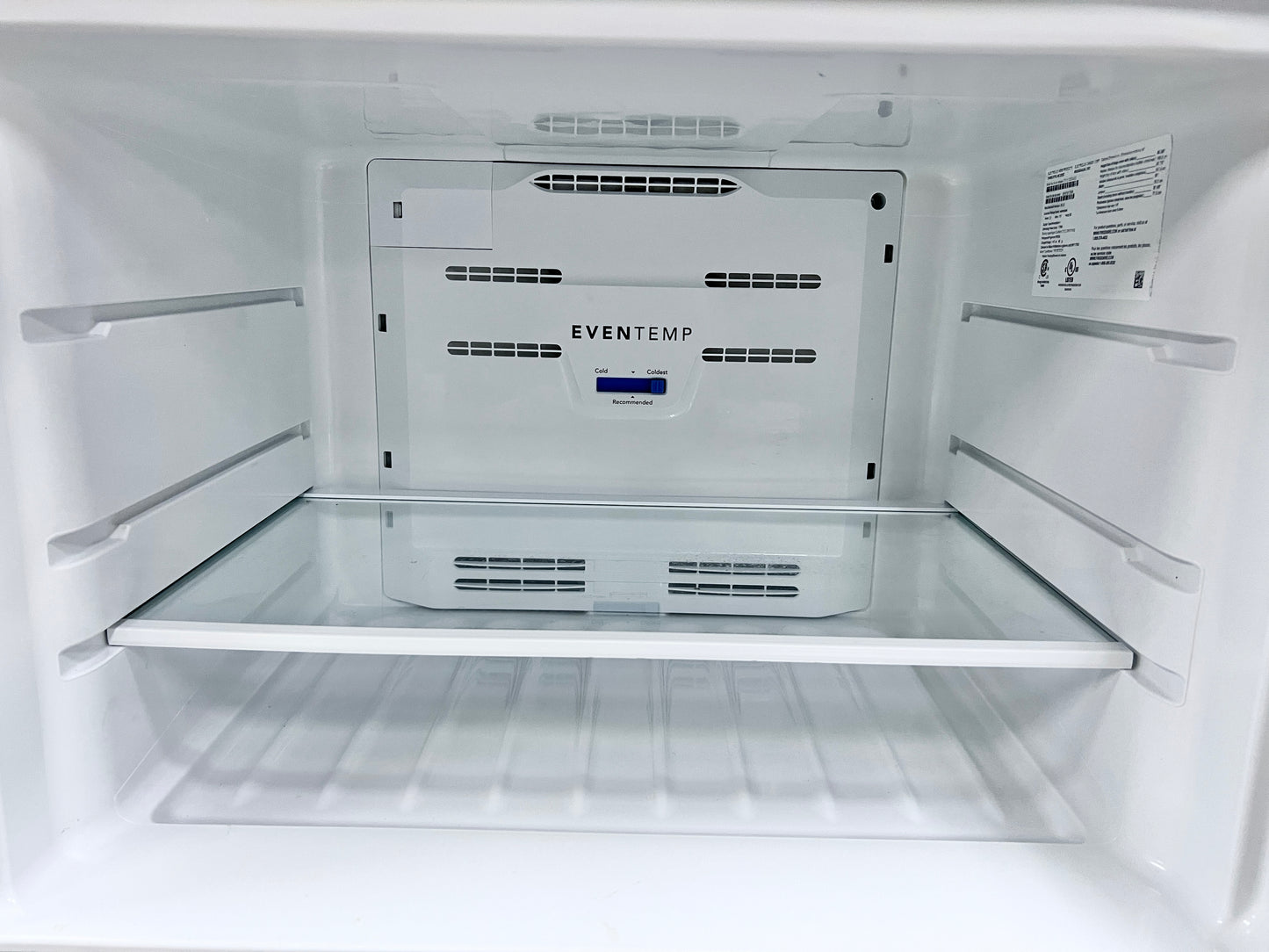 30 Inch Frigidaire  FFTR1835VW Top Freezer Refrigerator 18.3 Cu. Ft., Adjustable Shelves, Humidity-Controlled Crispers, Half-width Deli Drawer, Gallon Door Bins, Auto-Close Doors, EvenTemp Cooling System, ADA Compliant: White , 444324