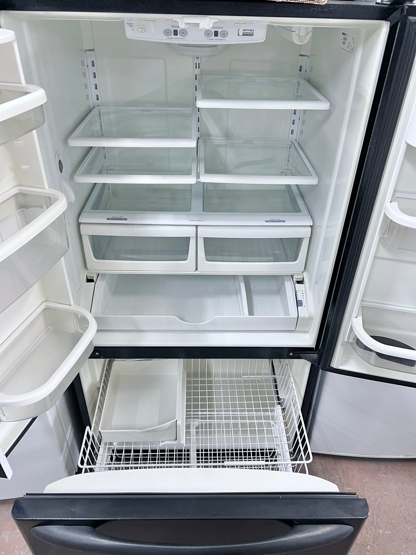 36 Inch Kenmore French Door Refrigerator In black With Water Dispenser Inside , Ice Maker Inside , 596.75529400, 444302