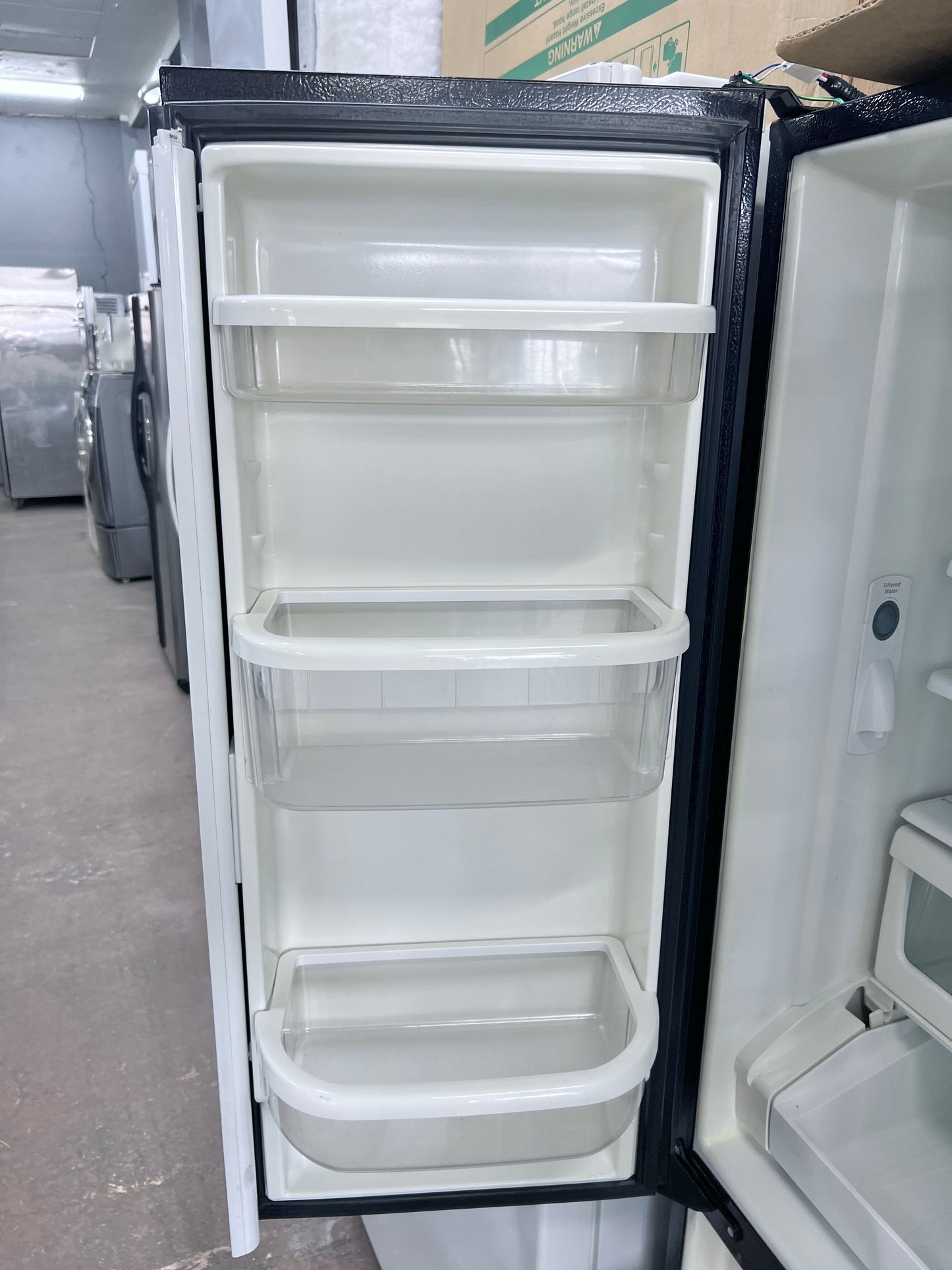 36 Inch Kenmore French Door Refrigerator In black With Water Dispenser Inside , Ice Maker Inside , 596.75529400, 444302