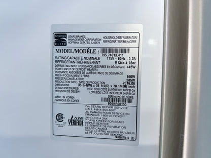 36 Inch Kenmore Elite manufactured by LG 74013 31 Cu Ft , French Door Style Bottom Freezer Stainless Steel Refrigerator , 795.74013.411, 131300