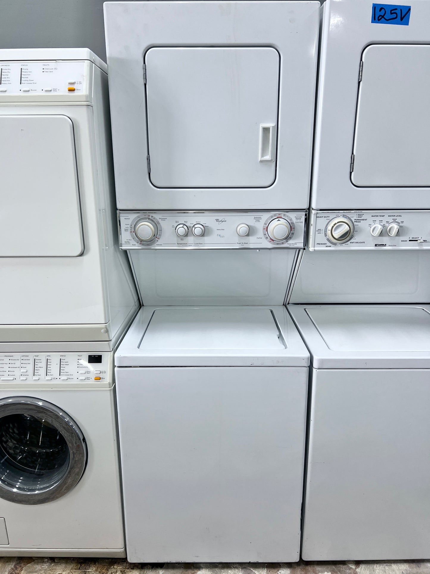 24 Inch Whirlpool  Laundry Center Stackable Washer Dryer LTE5243DQ Thin Twin Electric Electric 220V 240V ,, White , 444139