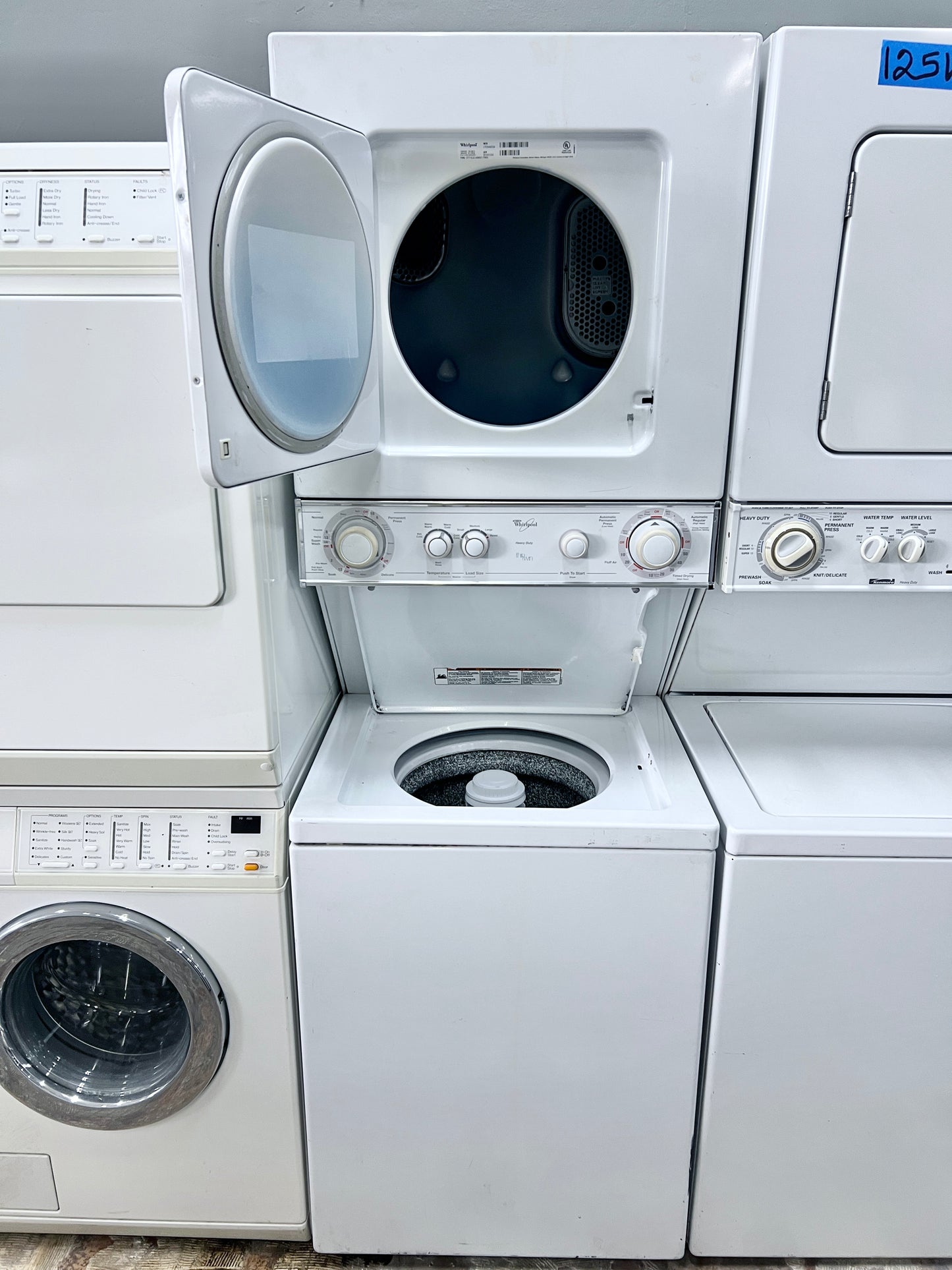 24 Inch Whirlpool  Laundry Center Stackable Washer Dryer LTE5243DQ Thin Twin Electric Electric 220V 240V ,, White , 444139