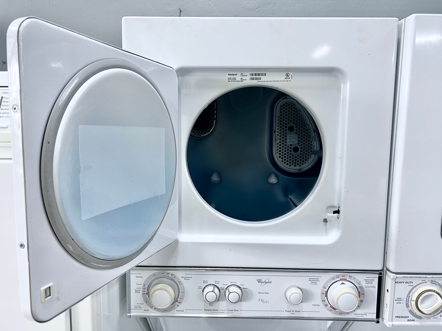 24 Inch Whirlpool  Laundry Center Stackable Washer Dryer LTE5243DQ Thin Twin Electric Electric 220V 240V ,, White , 444139