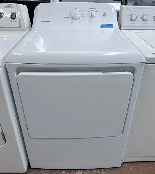 27 Inch New Open Box Hotpoint  HTX26EASWWW Front Load Electric Dryer 6.2 cu ft, Auto Dry, Powerful Venting, Large Diffuser, Aluminized Drum, Removable Upfront Lint Filter and Reversible Dryer Door , 101393