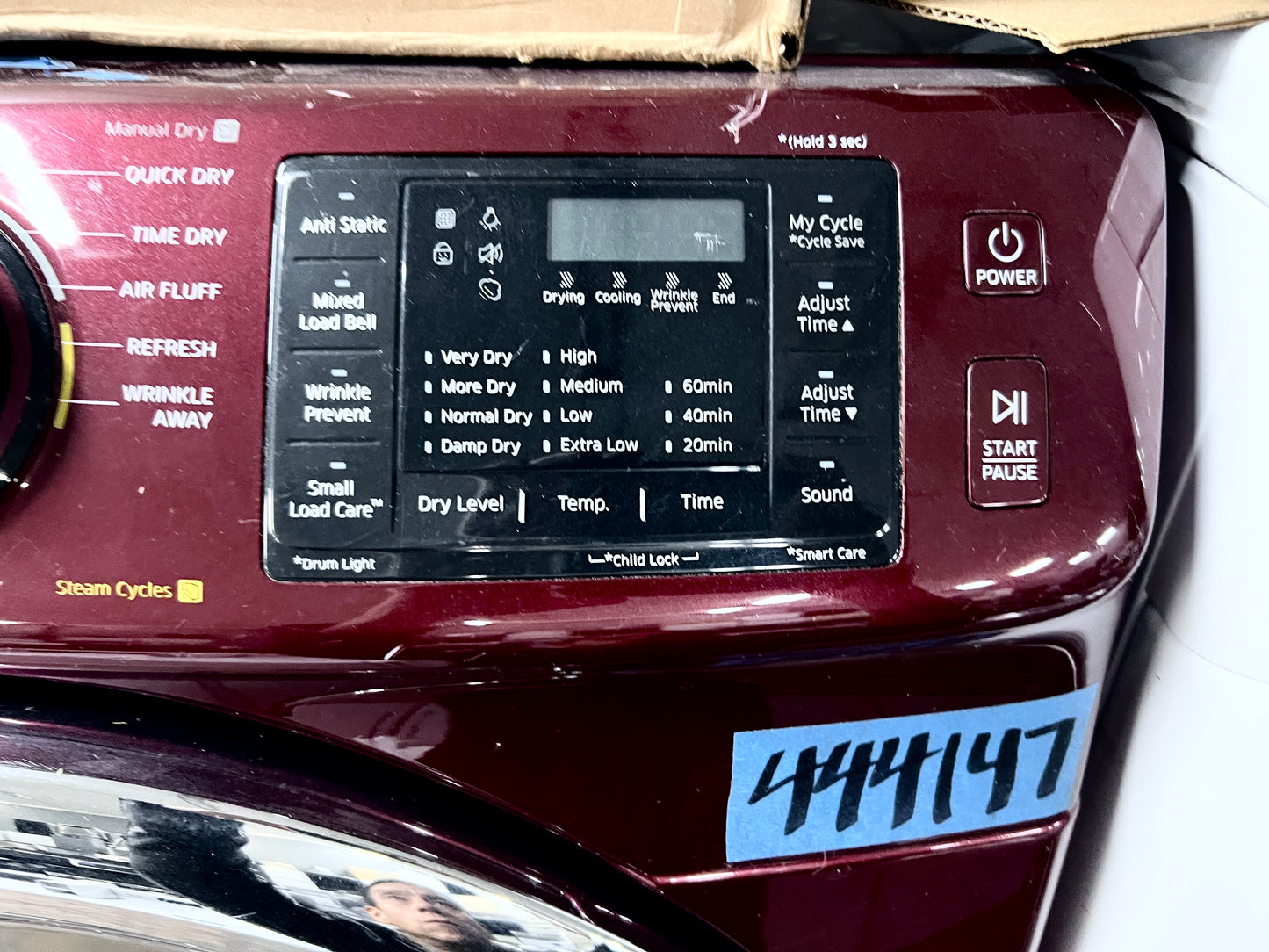 27 Inch Samsung  DV42H5200GF  7.4 cu. ft. Front Load Gas Dryer  Steam, Wrinkle Prevent, Smart Care, Lint Filter Indicator, Reversible Door , Merlot , Burgundy , Red, 444147
