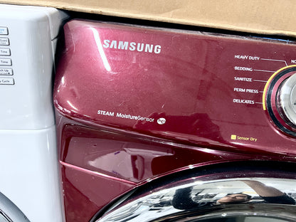 27 Inch Samsung  DV42H5200GF  7.4 cu. ft. Front Load Gas Dryer  Steam, Wrinkle Prevent, Smart Care, Lint Filter Indicator, Reversible Door , Merlot , Burgundy , Red, 444147