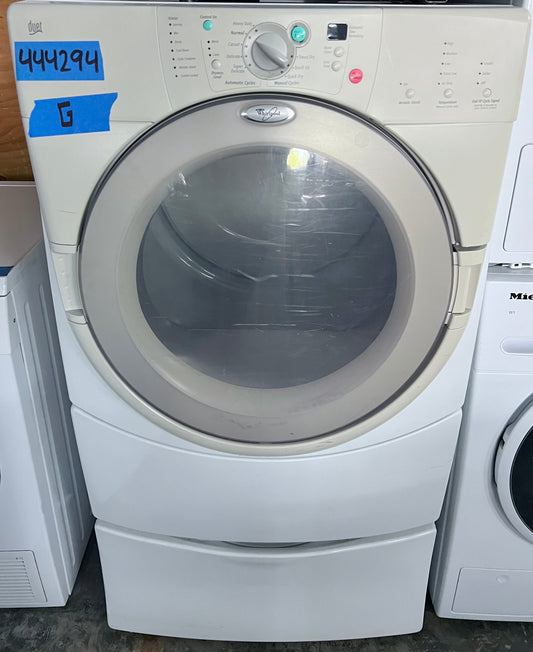 27 Inch Whirlpool GGW9200LW Front Load Gas Dryer Machine with Pedestal , White , 444294