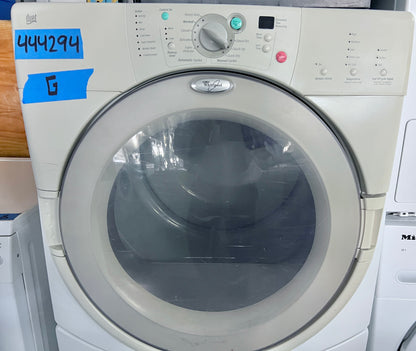 27 Inch Whirlpool GGW9200LW Front Load Gas Dryer Machine with Pedestal , White , 444294