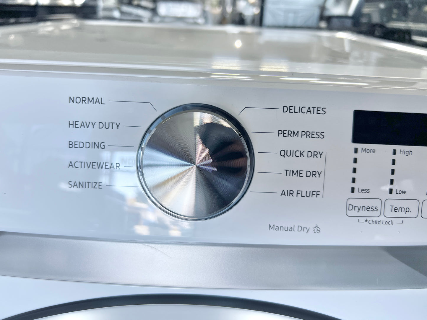 27 inch Samsung  DVE45T6000W  Front Load Electric Dryer 7.5 Cu. Ft., 10 Dryer Programs, Smart Care, Sensor Dry, Sanitize, Wrinkle Prevent, Eco Dry, ADA Compliant  , White 444391