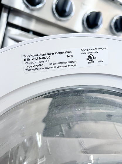 24 Inch Bosch Ascenta Series  WAP24200UC Front Load Compact Washer 2.2 cu. ft., Raindrop Structured Stainless Steel Drum, Anti Vibration Circular Side Walls, 30 Min. Quick Wash , White Door , 444394