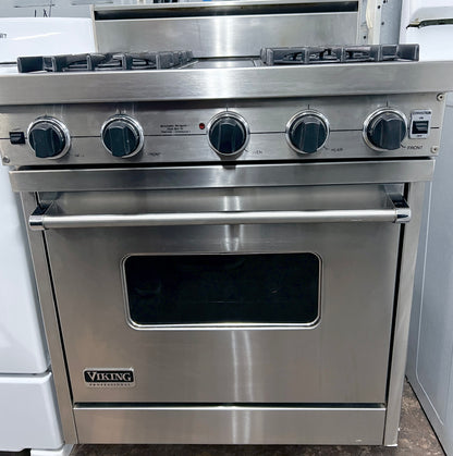 Viking Professional 系列 VGIC3054BSS 30 吋專業型瓦斯爐，附 4 個開放式燃燒器，附 VariSimmer、雙烘焙燃燒器、ProFlow 對流和 Gourmet-Glo 紅外線烤爐，不銹鋼，101247