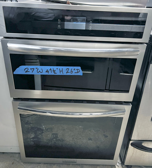 27 Inch Frigidaire Gallery Series  GCWM2767AF Combination Electric Wall Oven , AIR FRY , 5.5 Cu. Ft. Convection Oven, Steam Self Clean,  Steam Bake, Microwave,  Sabbath Mode, Star-K Stainless Steel , 444400