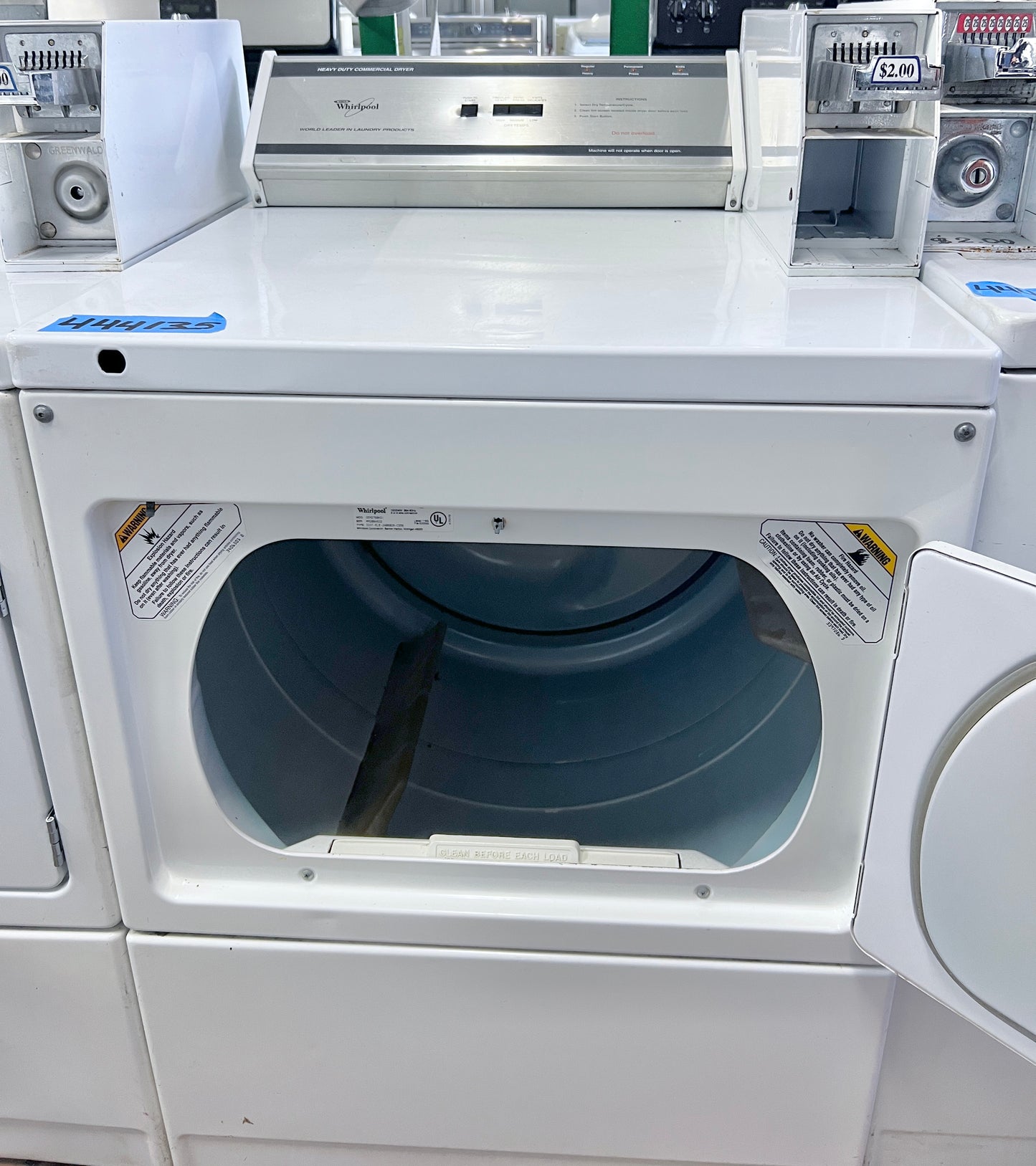 27 Inch Whirlpool Commercial Heavy Duty Coin Operated Front Load Electric 220V Dryer Machine in White , CEM2760KQ1,  444135