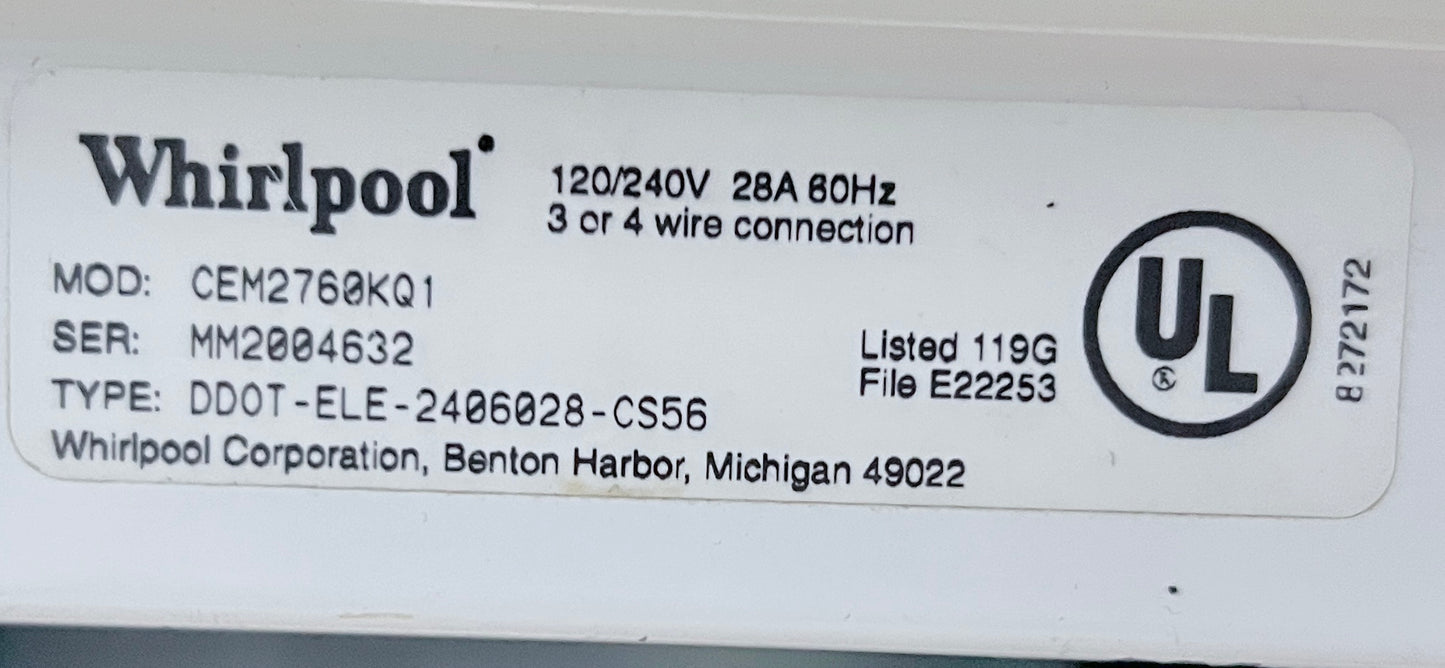 27 Inch Whirlpool Commercial Heavy Duty Coin Operated Front Load Electric 220V Dryer Machine in White , CEM2760KQ1,  444135
