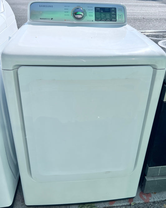27 Inch Samsung  DV45H7000EW 7.4 cu. ft. Electric Dryer Front Load 9 Dry Cycles, 3 Temperature Settings, Sanitize Cycle, Wrinkle Prevent, Lint Filter Indicator, Reversible Door and Sensor Dry Moisture Sensor