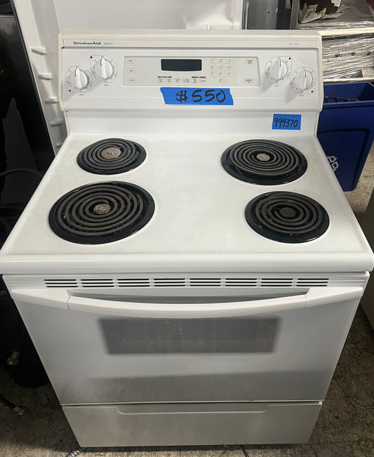 KitchenAid Electric Coil Top Range in White, Used, 999370