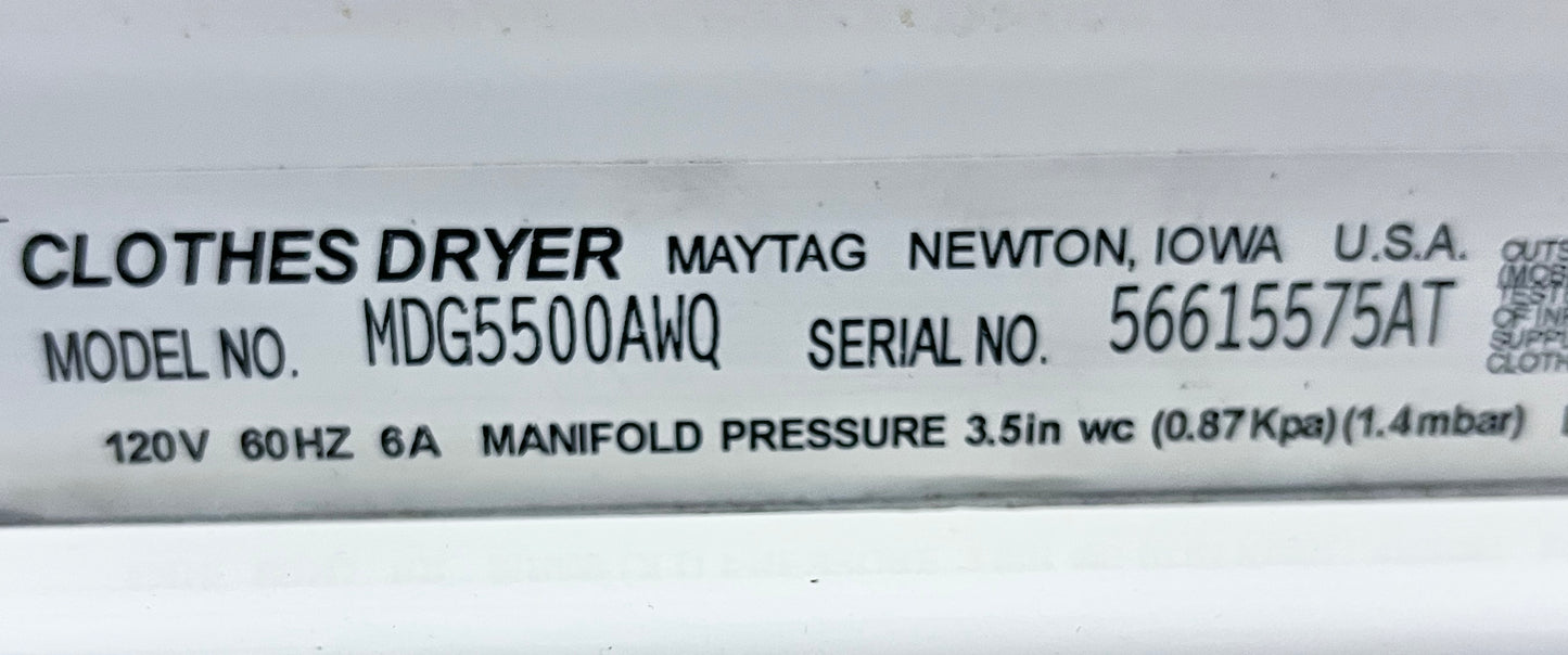 27 Inch Maytag MDG5500AWQ ,  Front Load Gas Dryer Machine Off White Beige ,  Bisque  444415