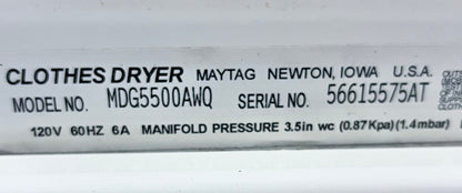 27 Inch Maytag MDG5500AWQ ,  Front Load Gas Dryer Machine Off White Beige ,  Bisque  444415