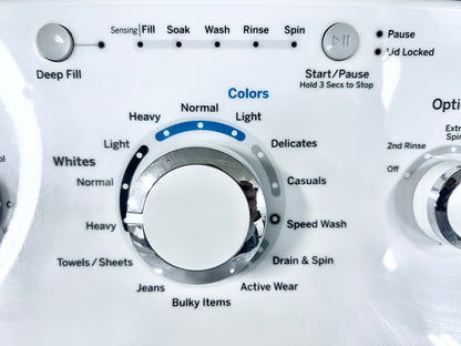 27 Inch GE  GTW460ASJWW 4.2 cu. ft. Top Load Washer , 14 Wash Cycles, 700 RPM, Speed Wash, PreciseFill , 4 Water Levels, Deep Fill, Auto Soak , Dual Action Agitator , 444416
