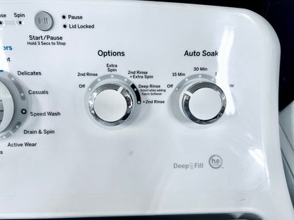 27 Inch GE  GTW460ASJWW 4.2 cu. ft. Top Load Washer , 14 Wash Cycles, 700 RPM, Speed Wash, PreciseFill , 4 Water Levels, Deep Fill, Auto Soak , Dual Action Agitator , 444416