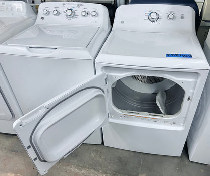 27 Inch GE Top Load Washer and Electric Front Load Dryer , White , GTW460ASJ0WW , GTX33EASK0WW, 444416 and 888408