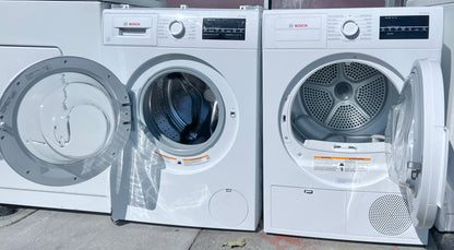 24 Inch Bosch 300 Series Front Load Washer and Electric Dryer Set , WAT28400UC , WTG86400UC, White , 444423